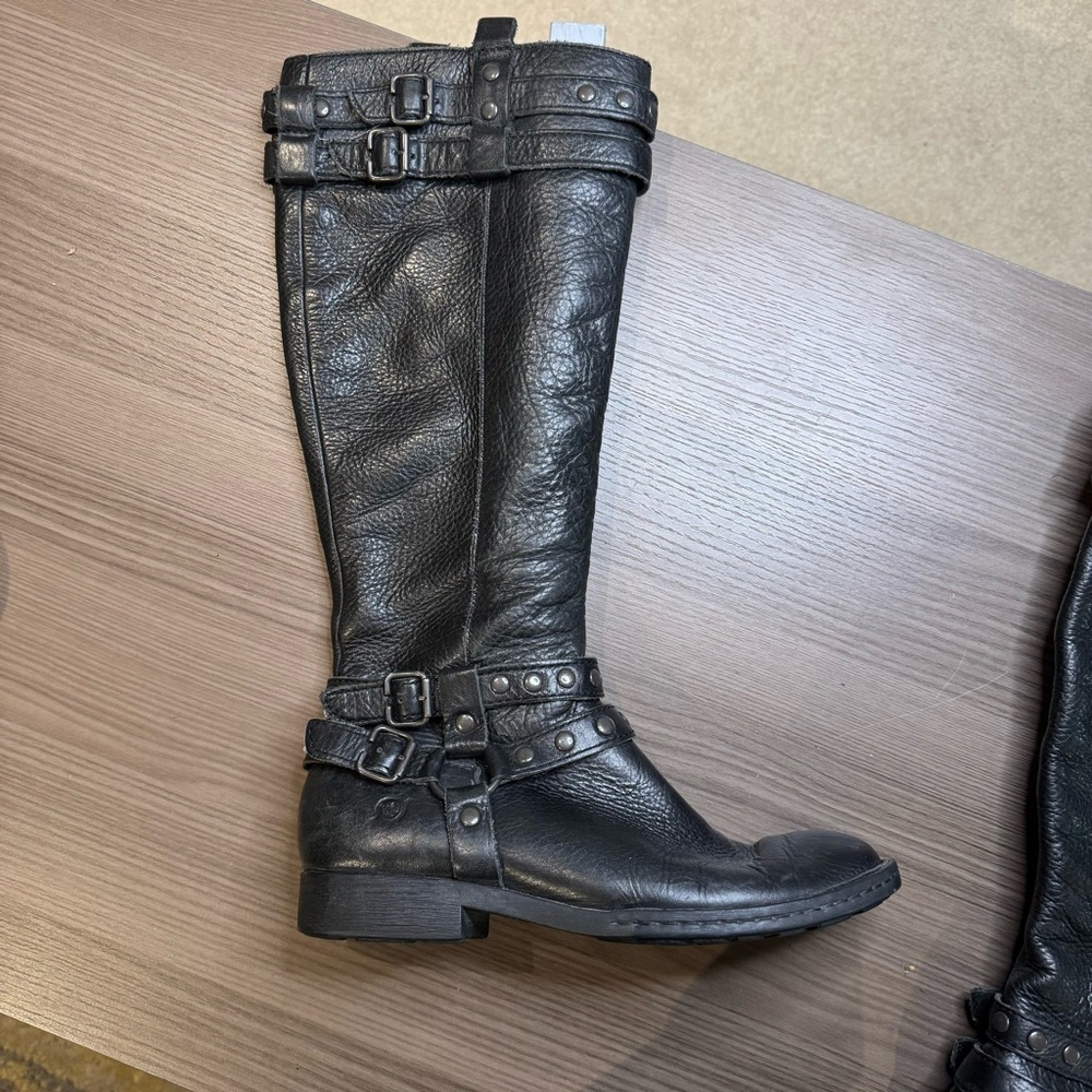 Born Black Knee High Soft Leather Boots - Picture 3 of 9